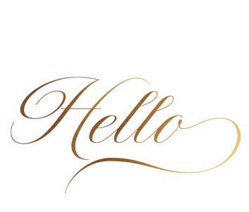 Hello in gold calligraphy