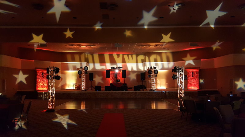 We themed out a school dance with this Hollywood lighting design.