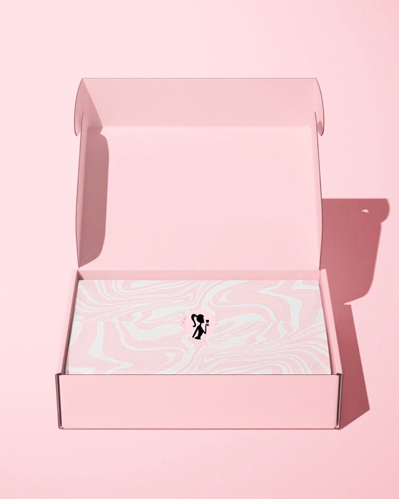 mailer box branded hygienist pink