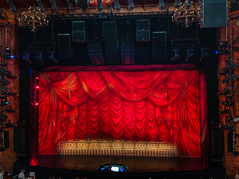 Red curtains at August Wilson Theater in New York