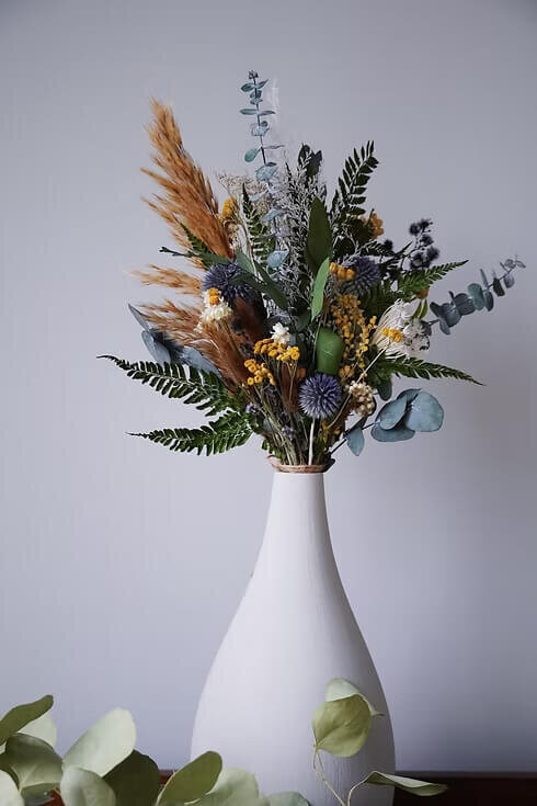 Amber and Blue Dried Flower Bouquet (5)