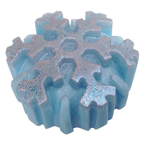 Melt and pour frosted snowflake soap bar made on Soap School melt and pour glycerin soap crafting course
