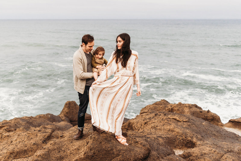 Family by the ocean