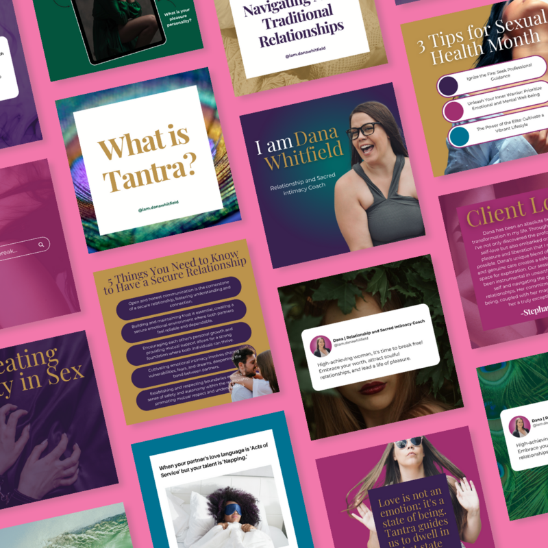 A collage of custom Canva templates for Dana Whitfield