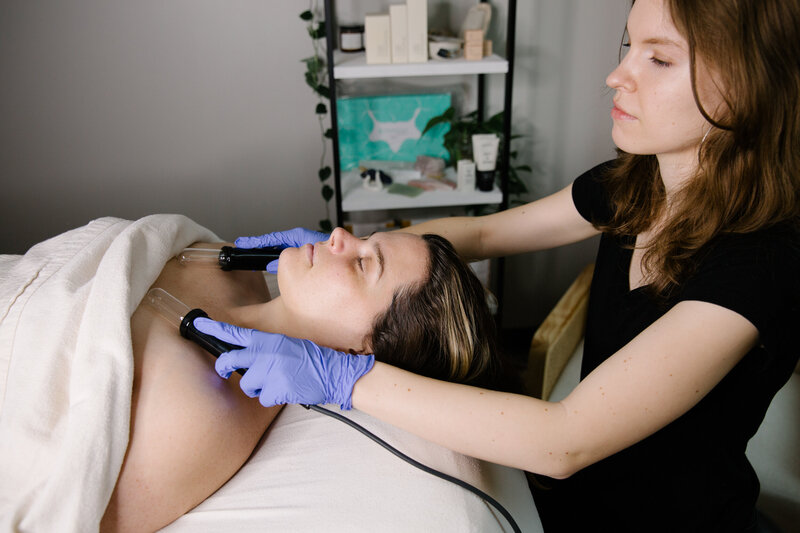 lymph drainage therapy being given to a woman