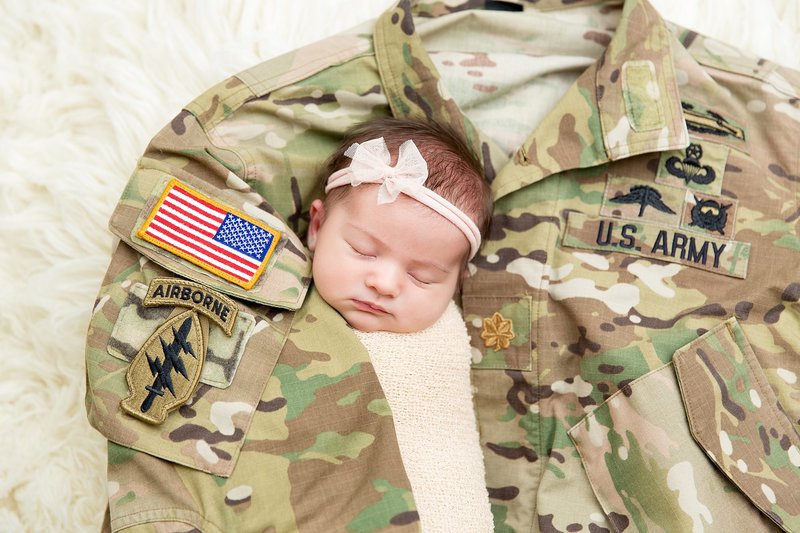 baby with army uniform
