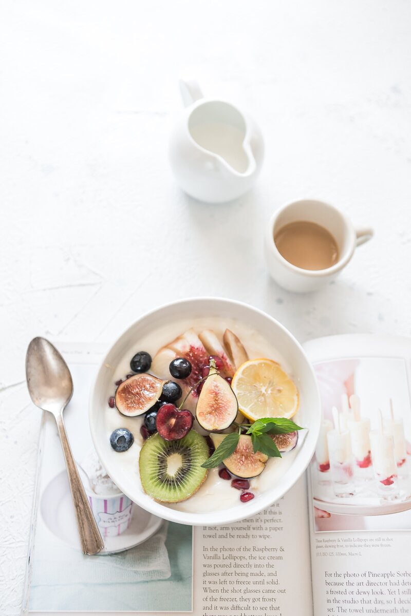 Beautiful breakfast bowl with fresh fruit