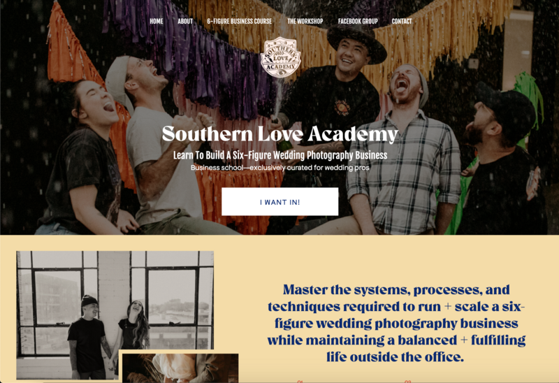 southern love academy website and sales page copy example