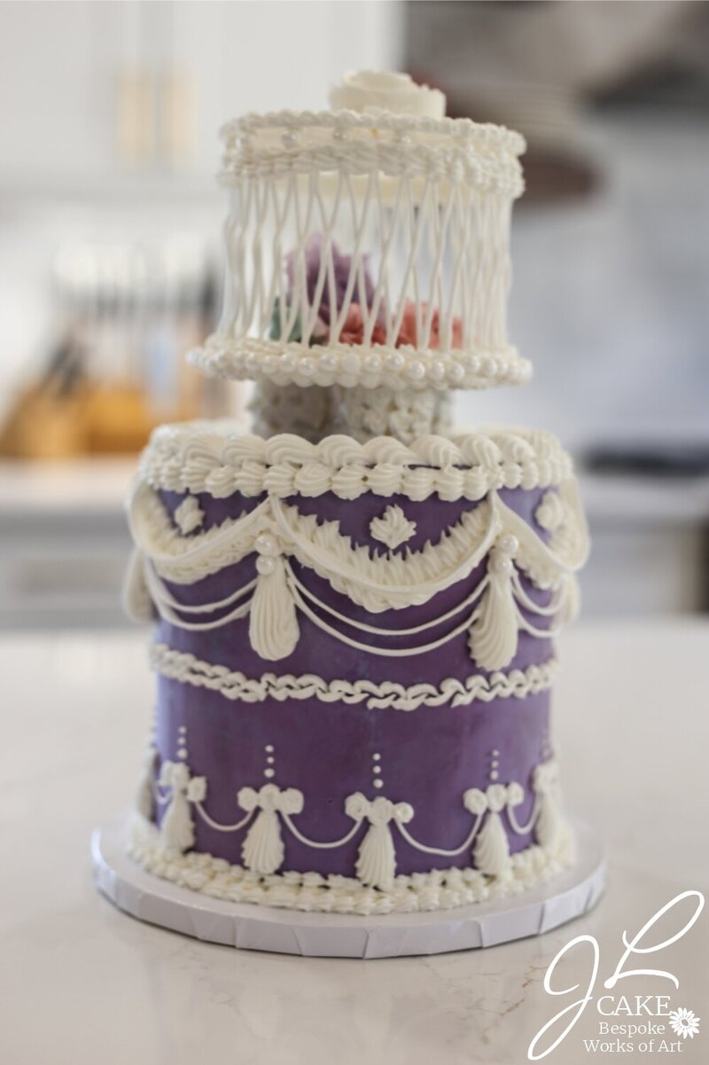 lambeth luxury wedding cake with royal icing structure with sugar roses