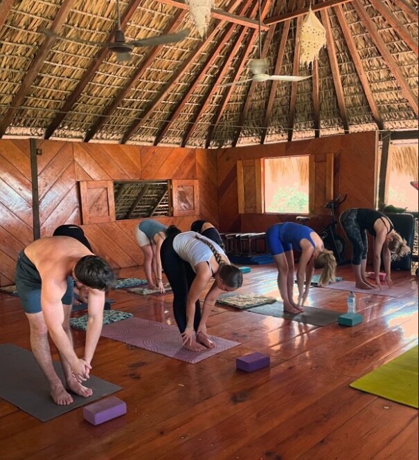 Casa Corzo healing center on Playa Zicatela in Puerto Escondido, featuring oceanfront yoga classes, massage therapy, facials with natural ingredients, and a vibrant health food restaurant and juice bar, welcoming all ages and skill levels.
