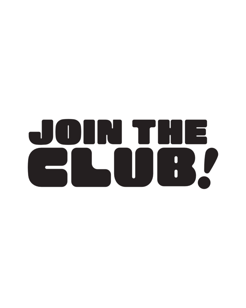 Bold black text reading ‘Join the Club!’ promoting Quigley Coffee Co membership or loyalty program.