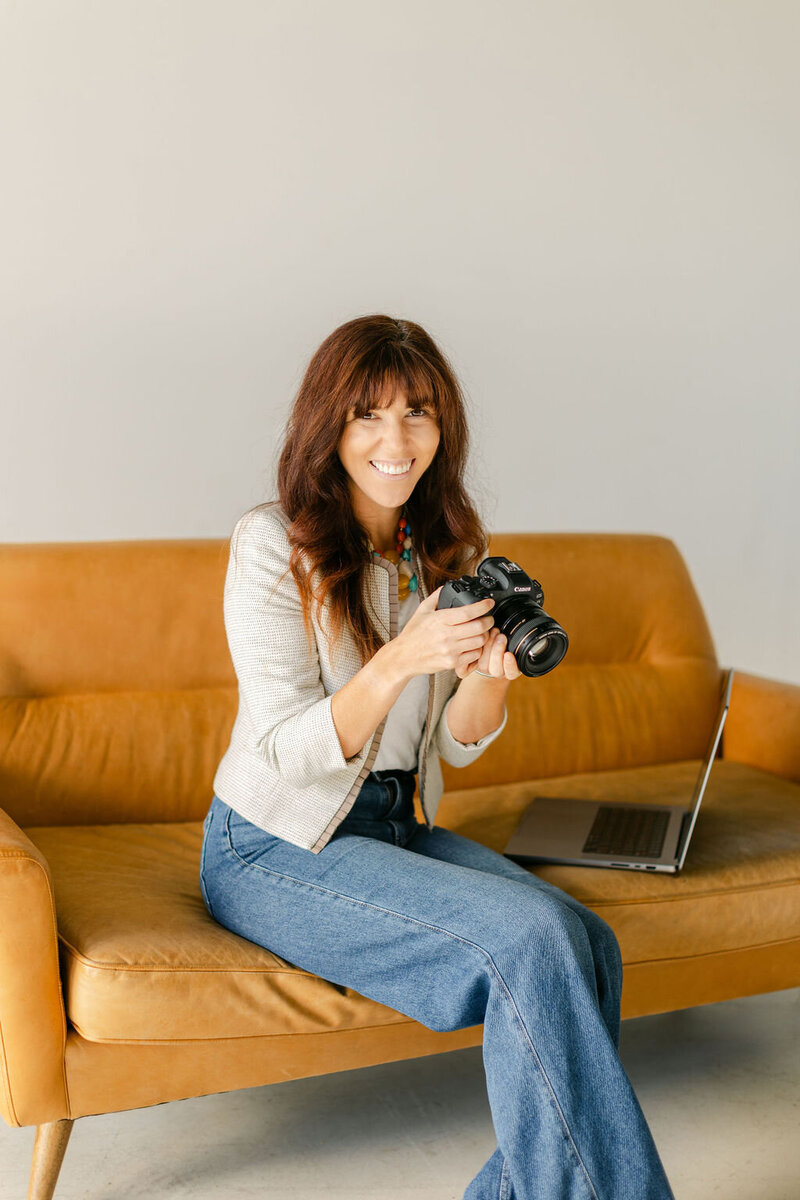 Lake Tahoe wedding photographer, Kelsey Jonvea, smiles for portrait