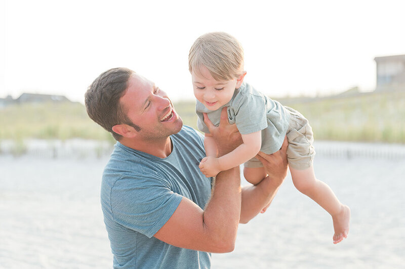 Father Son Moment on Lavallette Beach during Family Photos