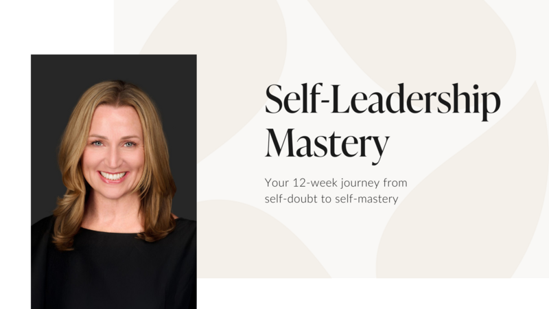 Self-Leadership Mastery course presentation slide featuring Jenn Cloutier's headshot and title 'Your 12-week journey from self-doubt to self-mastery.