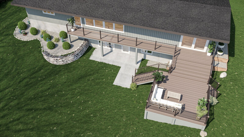 A photo-realistic CAD rendering of the same deck. 