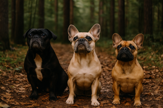 Earth Keeper Cannabis family dogs — the three Frenchies loved by the team and customers alike.