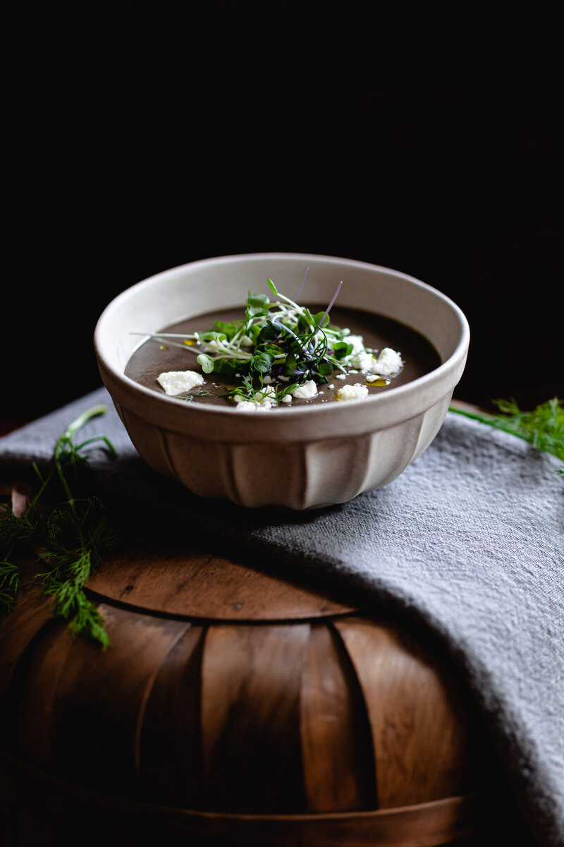 Florida food photographer capturing branding for a new high-end soup business. Fresh ingredients, vibrant flavors, and quality showcased in every image.