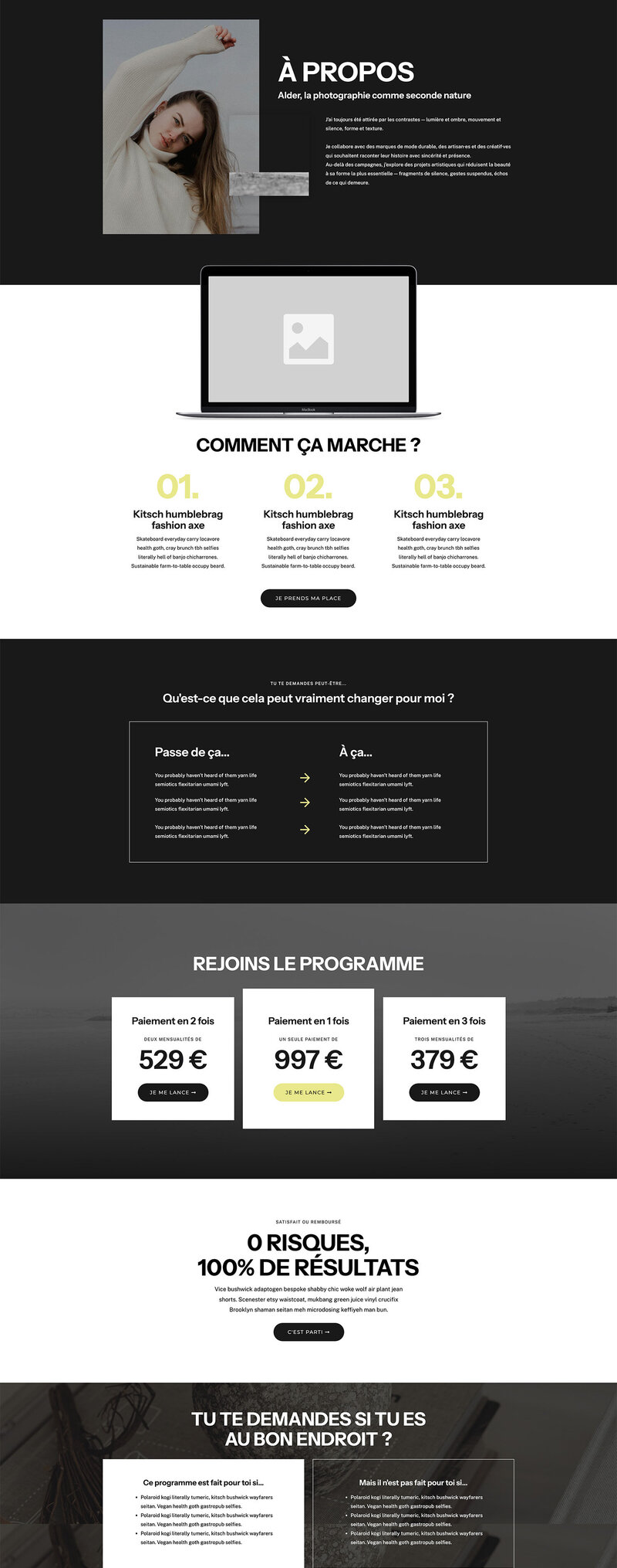 Capture d'écran du template de site Internet Showit Ash