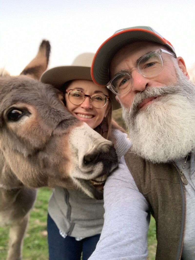 owners and donkey