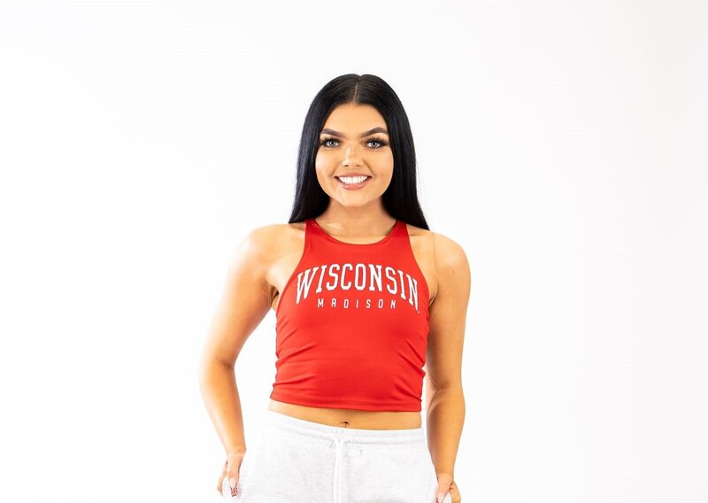 Cropped tank top in red for wisconsin badgers