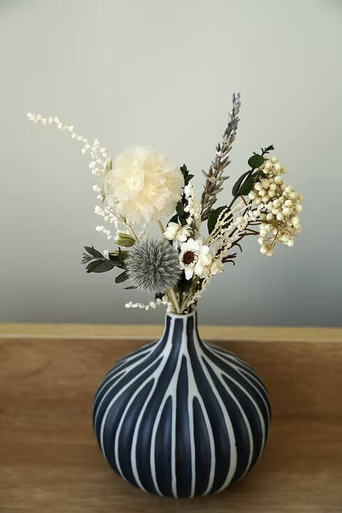 White Scabiosa Sprig Vase Set (2)