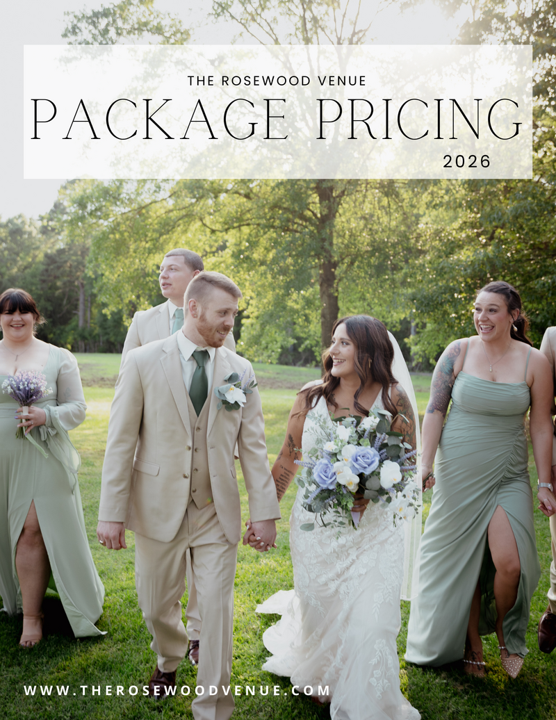 The Rosewood Venue Package Pricing for 2026 Weddings East Texas Wedding Venue near me Accommodations Mount Vernon Mount Pleasant Wedding Venue Texarkana Wedding