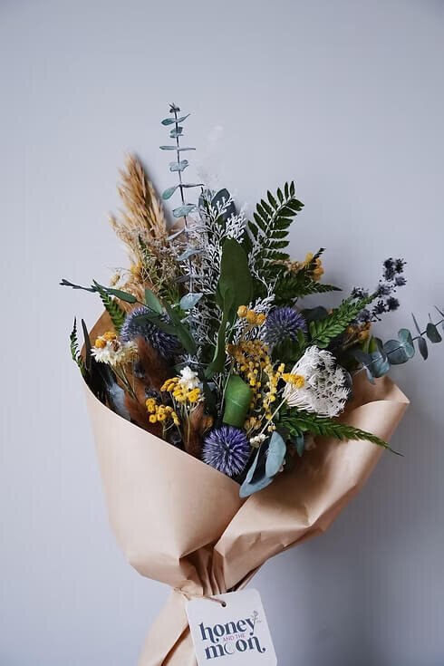 Amber and Blue Dried Flower Bouquet (3)