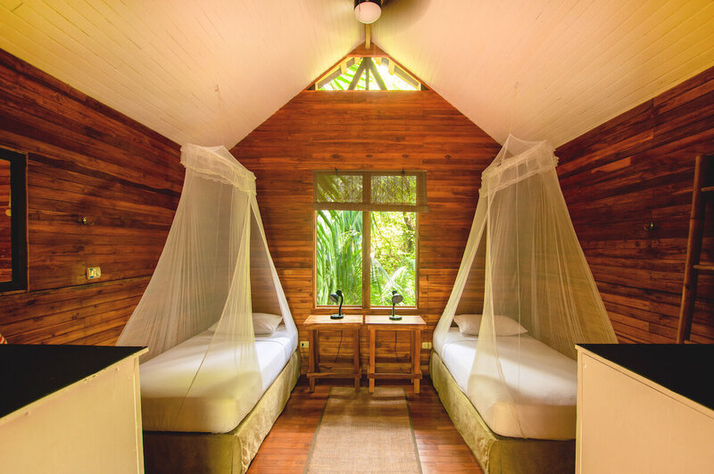 twin beds with nets eco cottage blue spirit costa rica