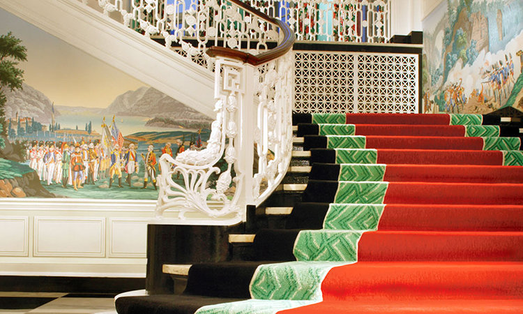 Main Staircase in the lobby of Greenbrier by Dorothy Draper