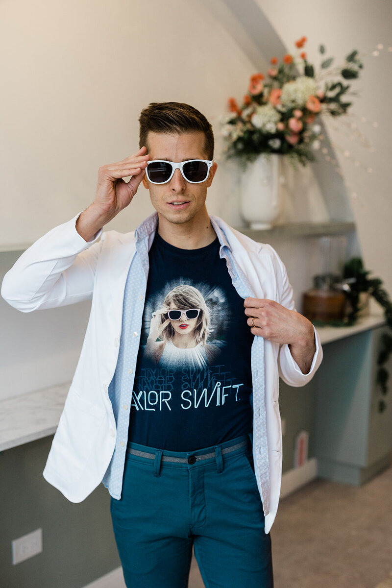 Dr. Michael shows off his personality (and his love for Taylor Swift) in his Northside, Chicago dentist office, Little Chompers.