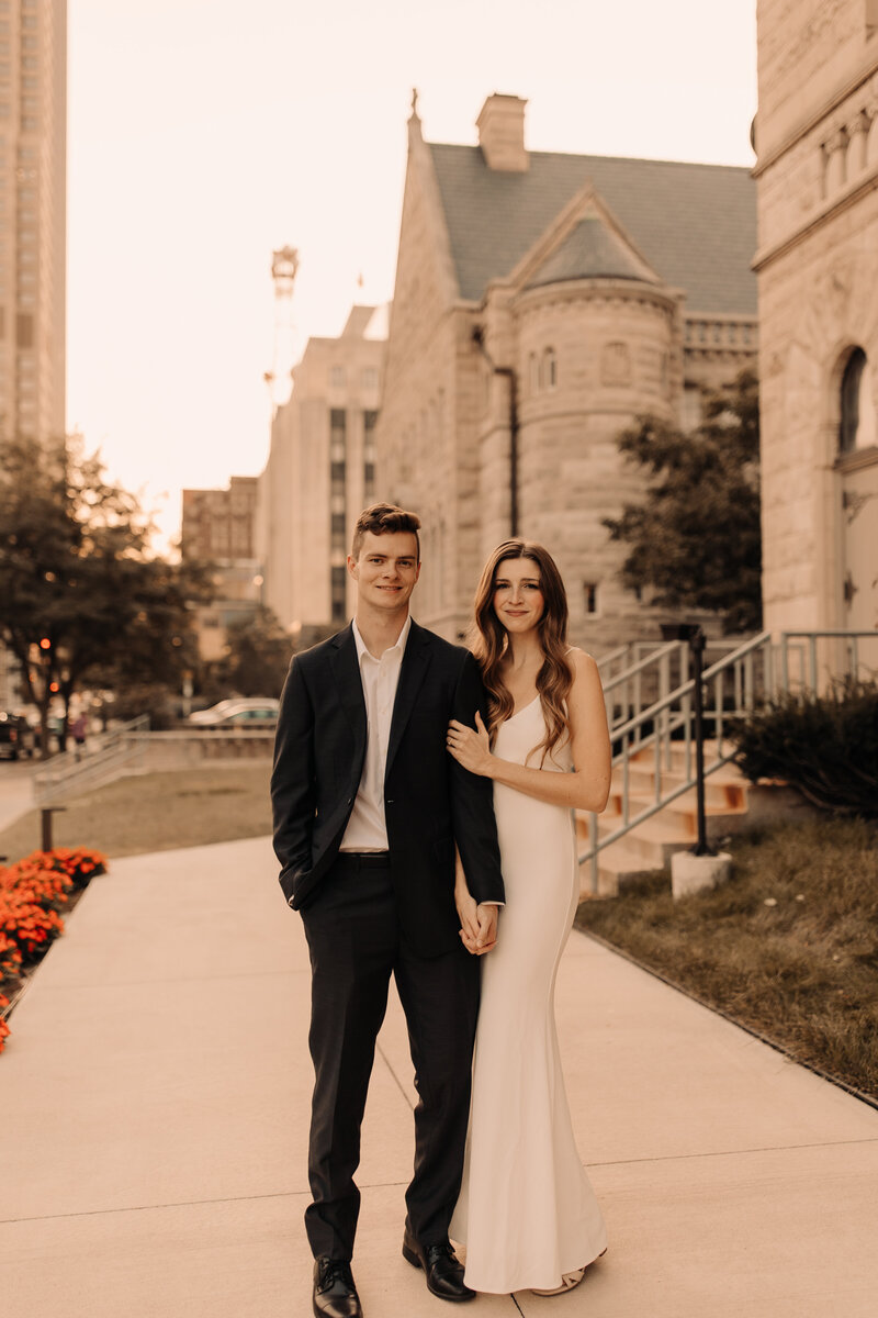 des moines iowa engagement session with pink tulle dress
