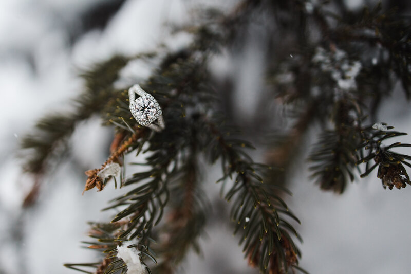 stunning engagement ring from surprise proposal at lake louise