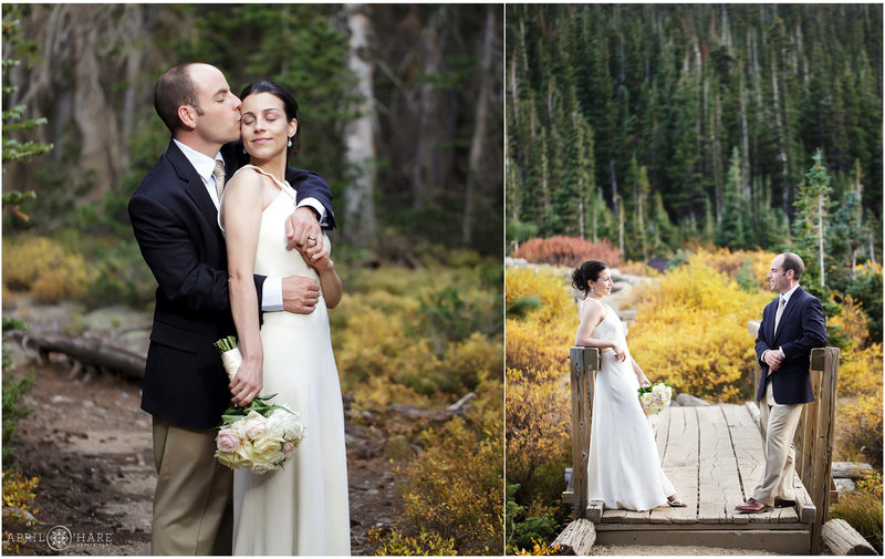 Romantic fall wedding elopement at Indian Peaks Wilderness Area in Colorado