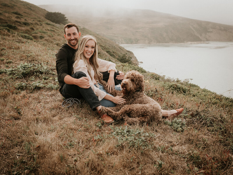 Point Reyes Engagement Photographer with Labradoodle