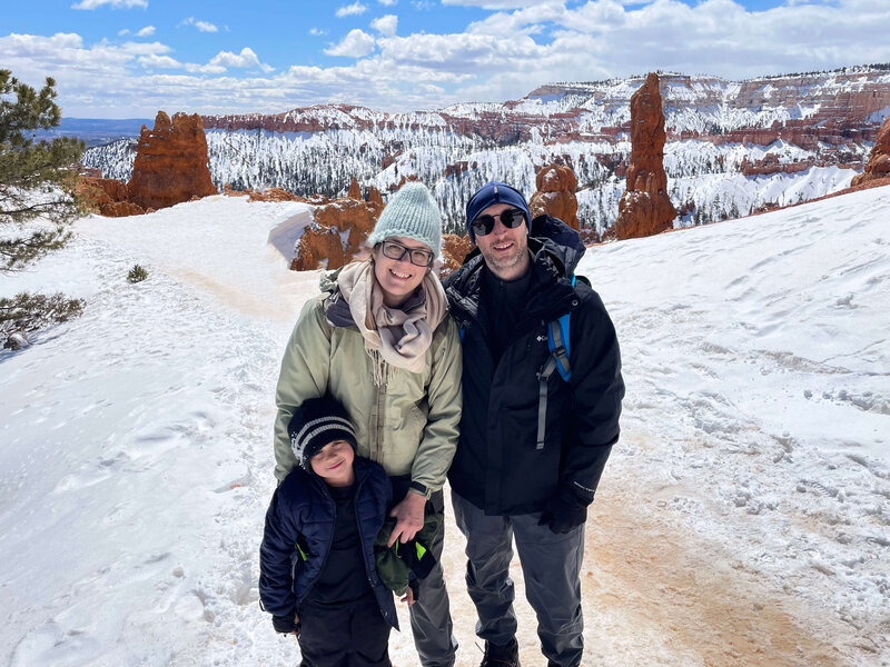 Parents and young boy in Bryce Canyon Utah