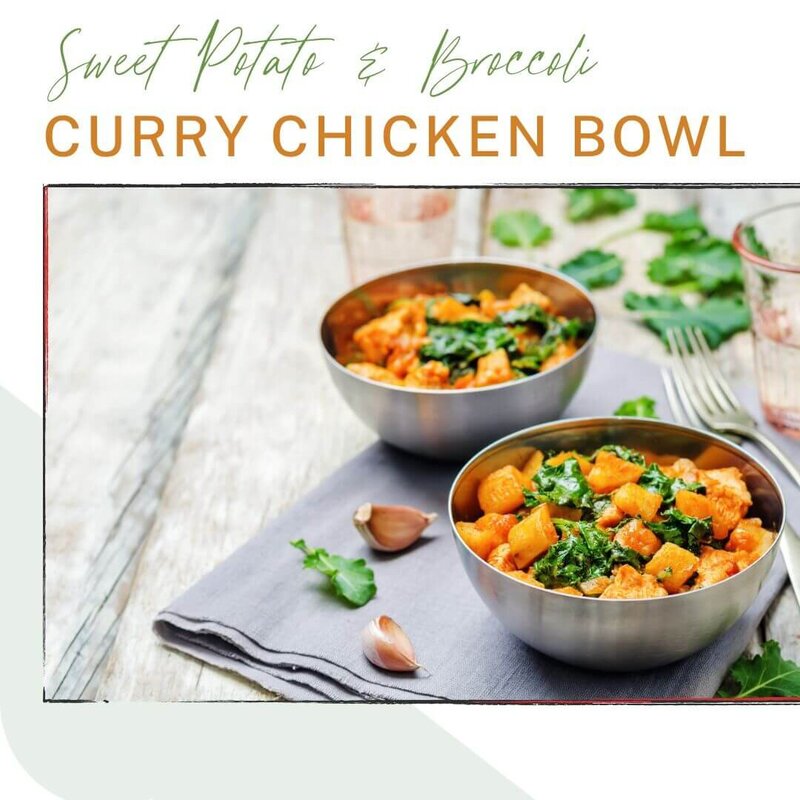 Sweet potato and broccoli curry chicken bowl