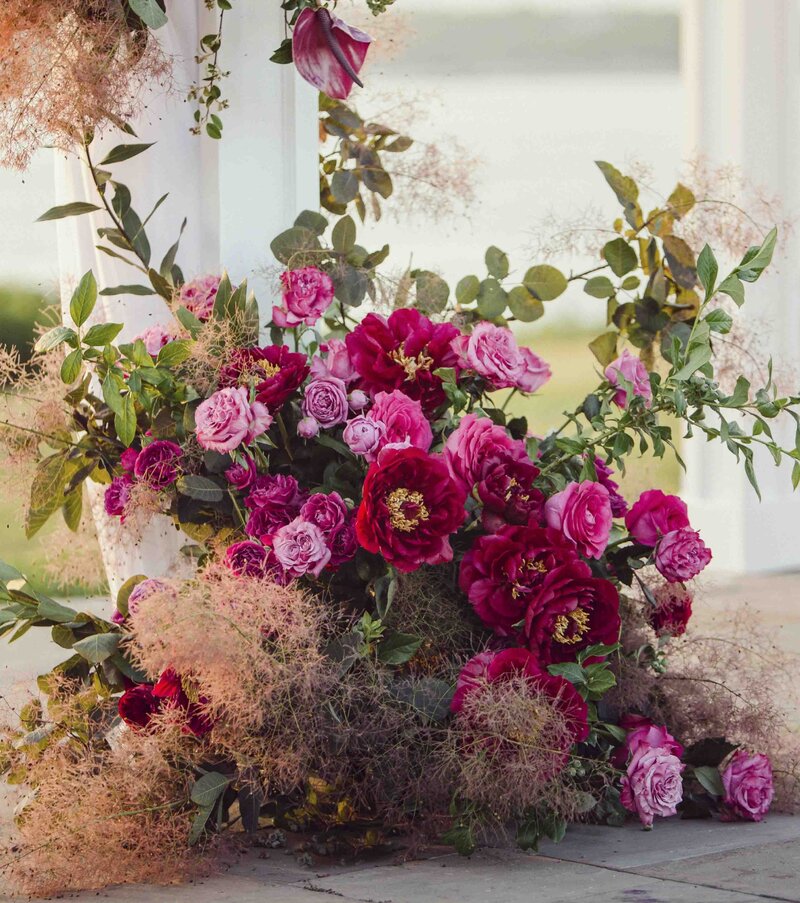 Fuchsia flowers for wedding ceremony by Semia