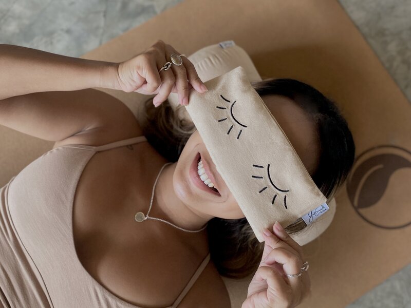 Daydream Eco Friendly Sustainable Eye Pillow - limited edition embroidered eyes closed eye pillow - sustainable yoga and meditation accessories - YinSide Yoga Bali Shop