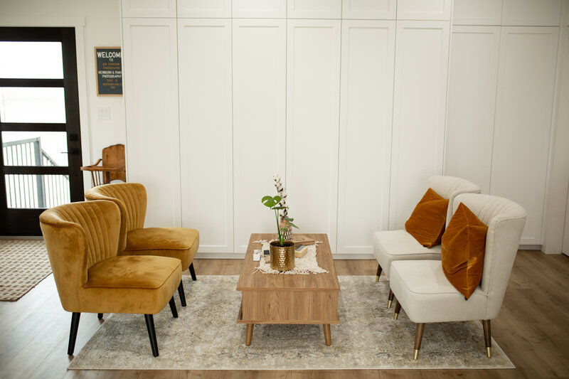client seating area at photography studio