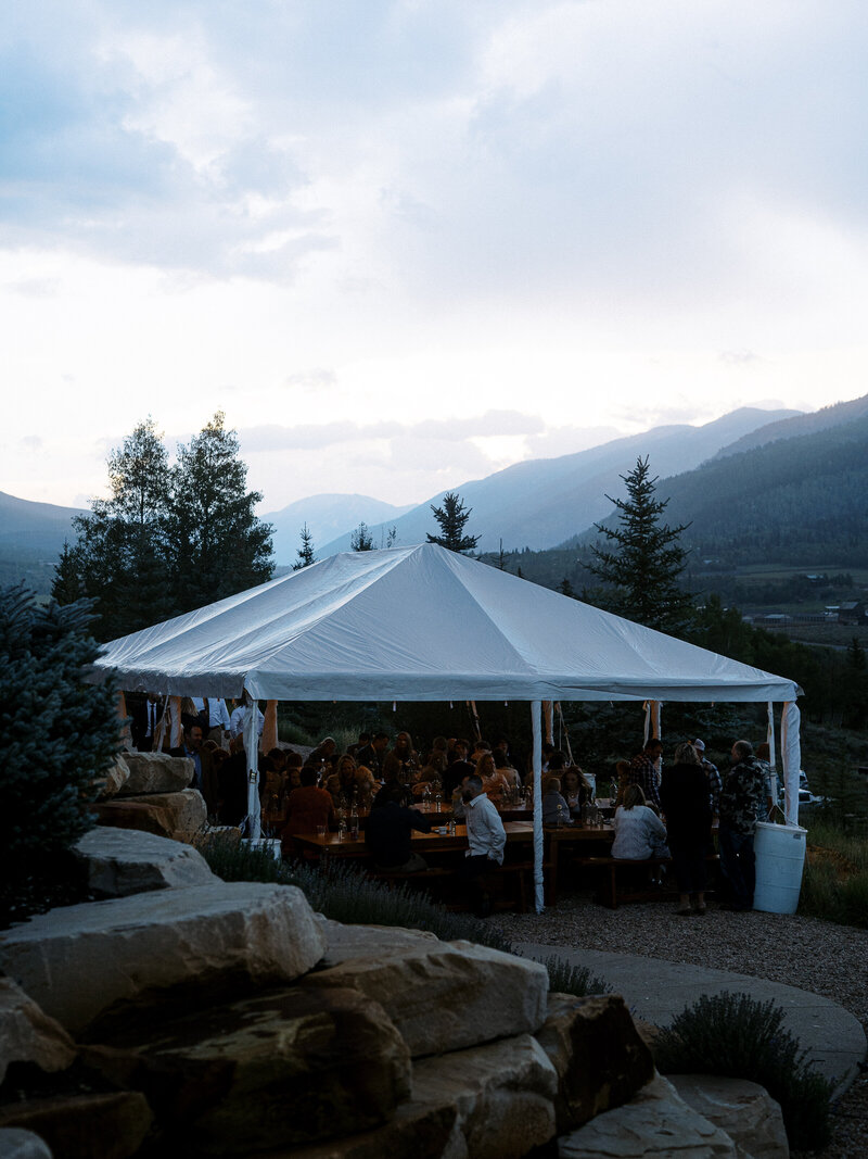 Wedding tent at sunset