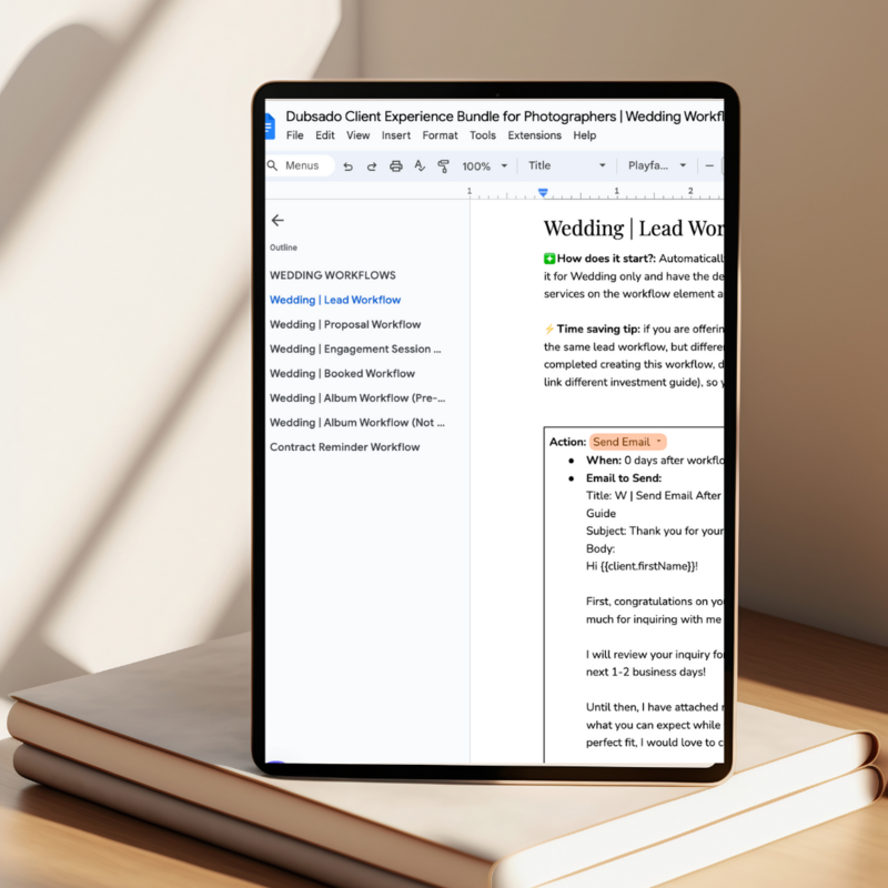 Dubsado Workflow Templates for Wedding Portrait Photographers
