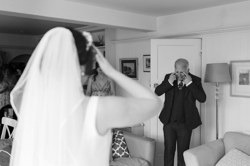 Proud father crying seeing his daughter on her wedding day