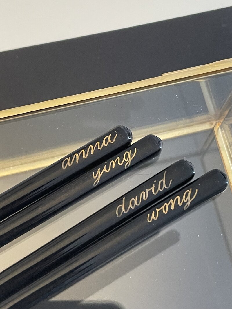 Calligraphy Engraved Chopsticks on Site Calligraphy