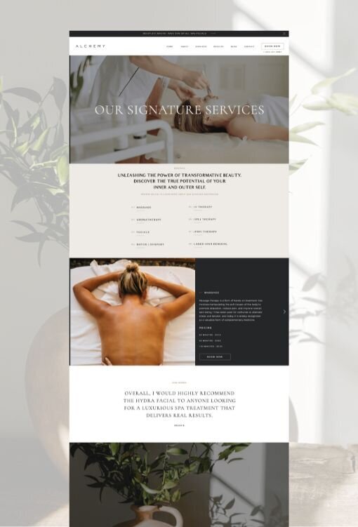 homepage design for showit website template