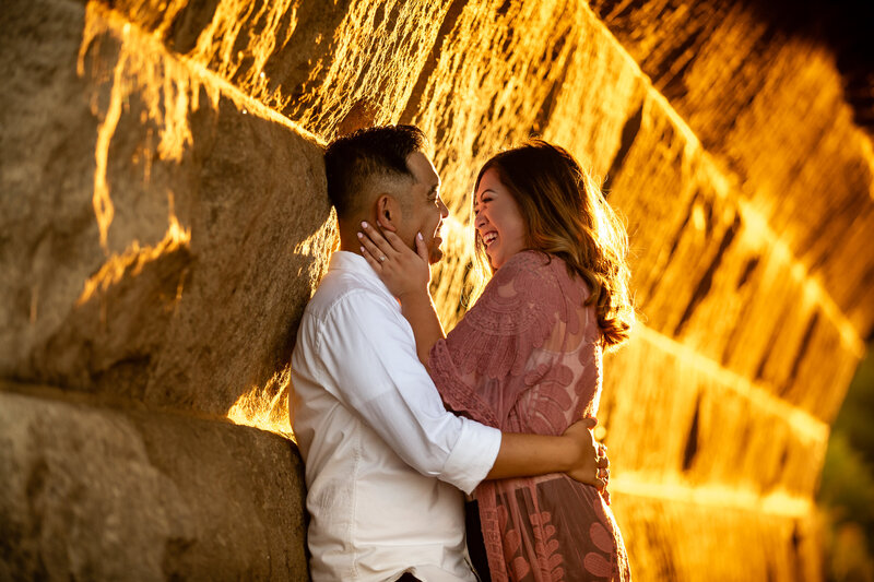 Engagement photo captured during the golden hour for photography.
