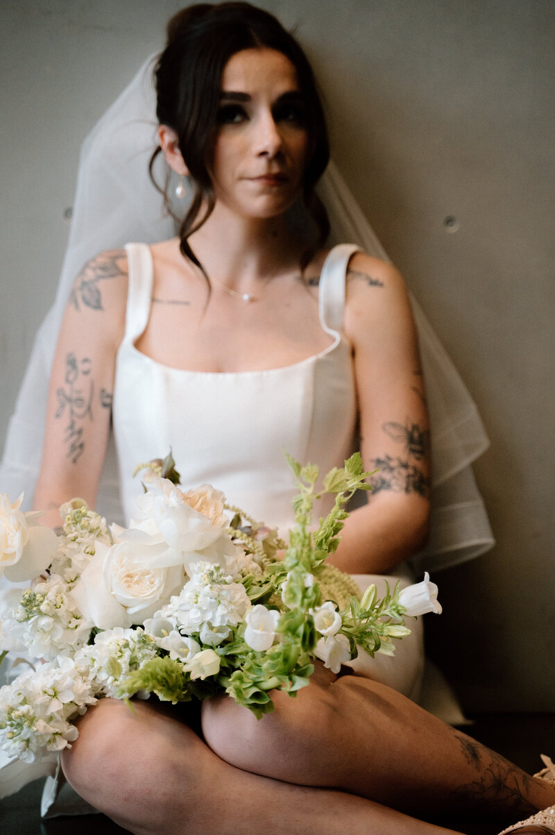 Editorial styled photo of bride at her wedding