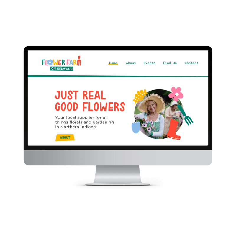 Desktop mockup of FlowerFarm on Redwood website homepage