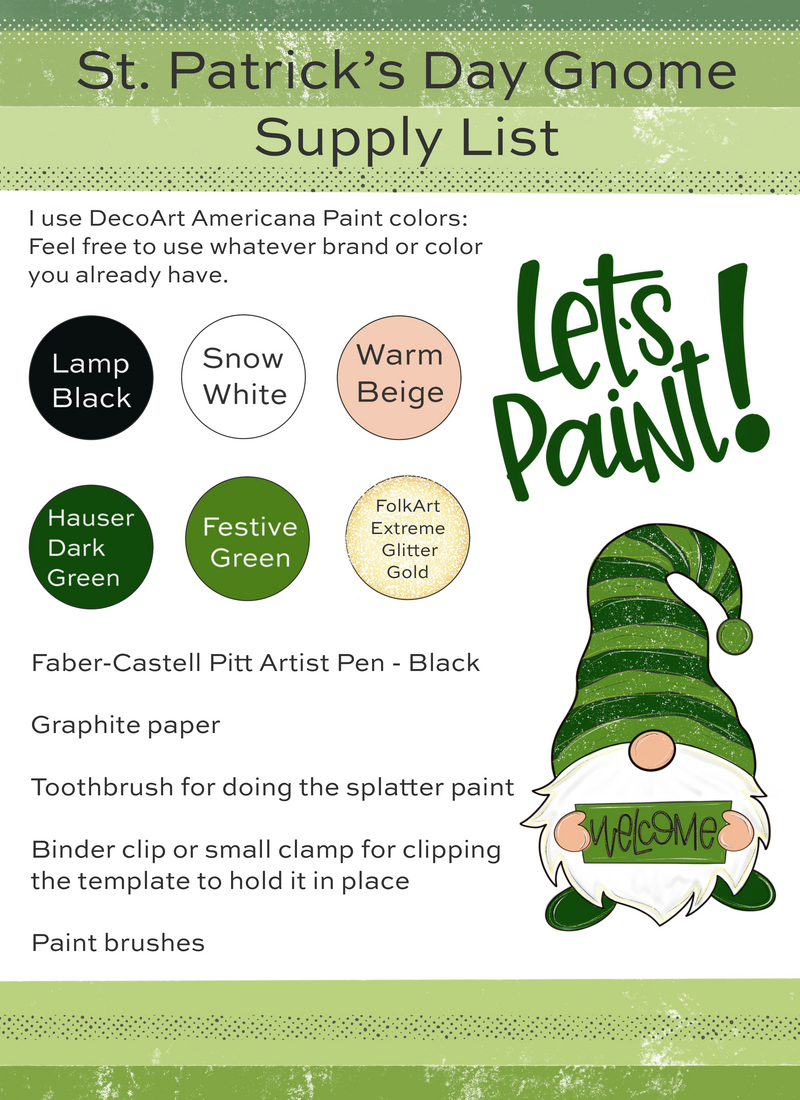 St. Patrick's Day Gnome Supply List Green