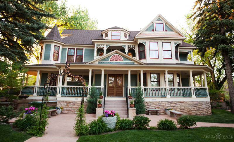 Pretty Blue Green Painted Lady Victorian Home Wedding Venue Tapestry House in Fort Collins CO
