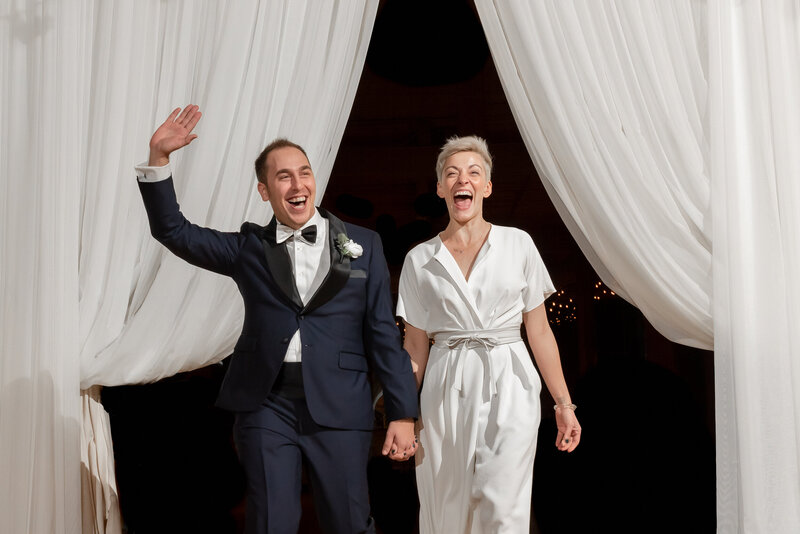 Bride and groom make their entrance at the Bridgeport Arts Center in Chicago